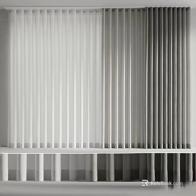 Modern Minimalist Curtain Design For Home Interior With Light Filtering Fabric And Neutral Tones 3d model 