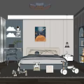 Modern Cozy Kids Room Interior With Bed Desk Chair Toys And Rug