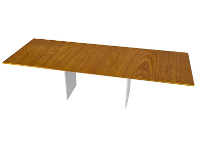 Simple Office Desk With Wooden Tabletop And White Legs In Minimalist Design 3d model
