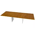 Simple Office Desk With Wooden Tabletop And White Legs In Minimalist Design