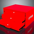 Red Household Drawer Cabinet With Three Drawers And White URRSA Lettering