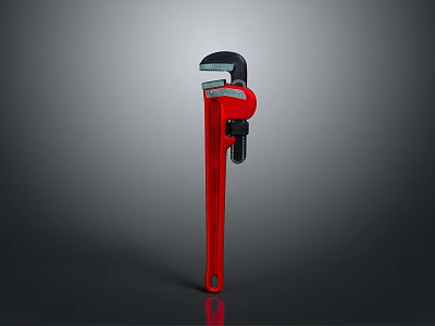 Red Pipe Wrench With Adjustable Jaw And Heavy Duty Handle For Plumbing Tasks 3d model
