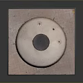 Copper Colored Cylindrical Metal Container With Holes Seams And Square Base