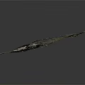 Irregular Shaped Rock With Green Moss And White Stripe On Dark Background