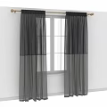 Elegant Gray Double Layer Sheer Curtains For Modern Home Window Decoration 3d model