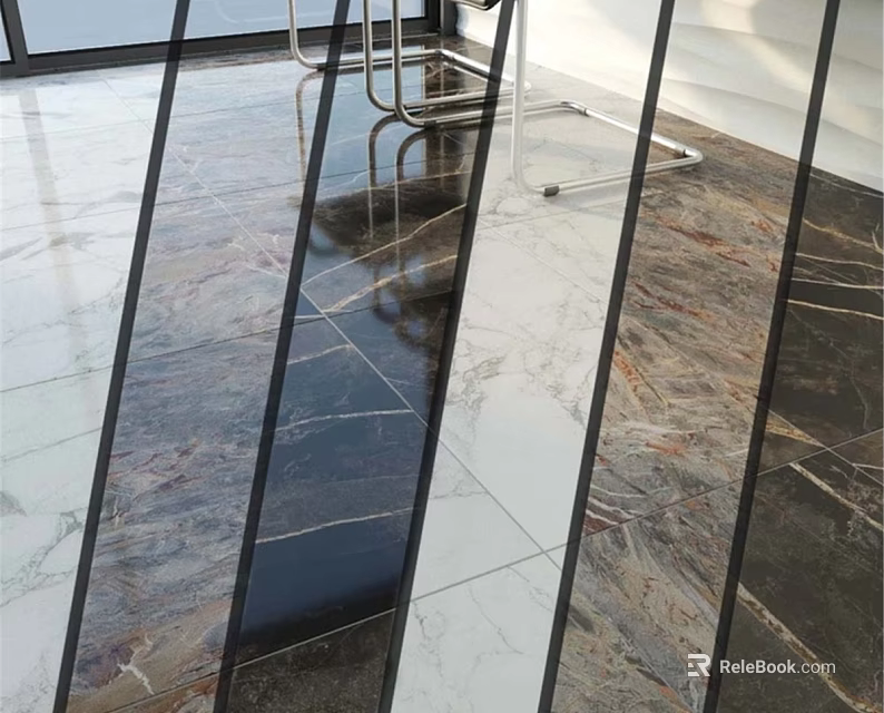 Construction Elements Featuring High Gloss Marble Floor And Glass Partitions 3d model 