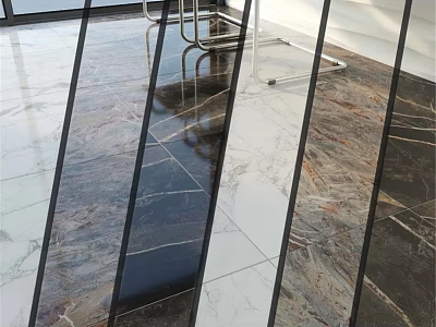 Construction Elements Featuring High Gloss Marble Floor And Glass Partitions 3d model