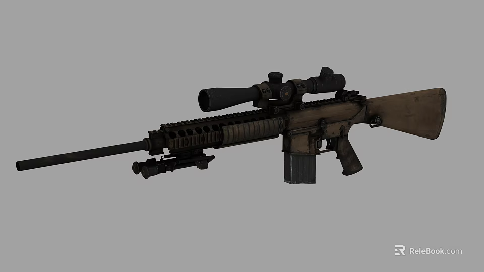 Advanced Tactical Rifle With Scope Magazine Barrel And Tactical Components 3d model 