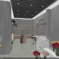 Modern Specialty Store With Glass Front Display Shelves And Interior Plants