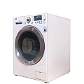 Modern White Front Loading Washing Machine With LED Display And Control Panel