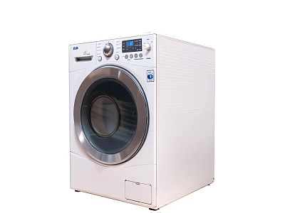Modern White Front Loading Washing Machine With LED Display And Control Panel 3d model