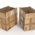 Two Stacked Brown Cardboard Boxes With Tape Labels And Barcodes