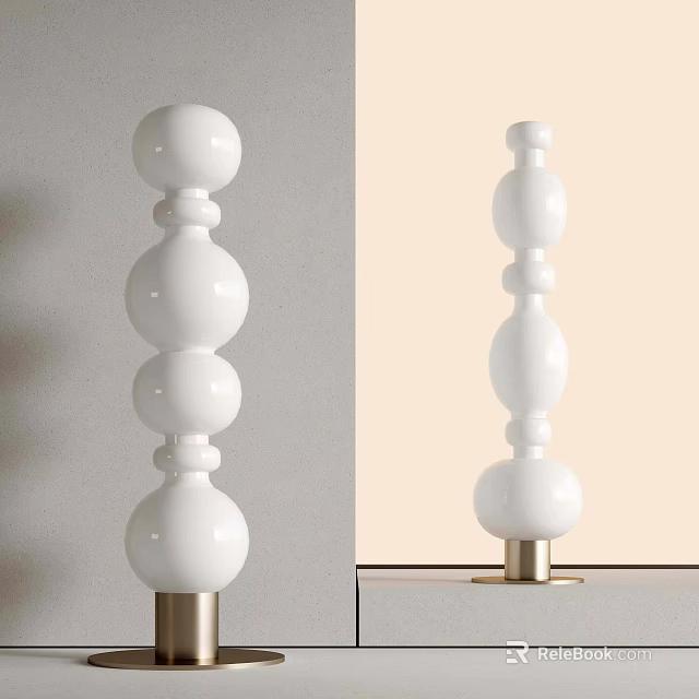 White Stacked Spherical Decorative Columns With Gold Base For Modern Home 3d model