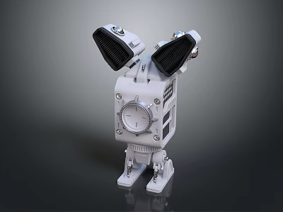 White Mechanical Robot Creature 3D Model With Dashboard Ears And Structural Details 3d model