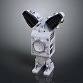 White Mechanical Robot Creature 3D Model With Dashboard Ears And Structural Details 3d model