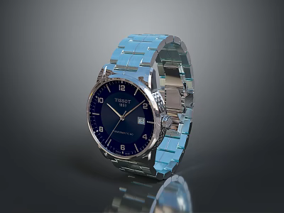 TISSOT Men's Watch With Blue Dial And Silver Metal Bracelet Design 3d model