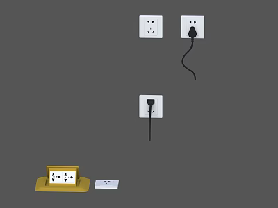 White Electrical Switch Panels With Connected Plug And Multiple Sockets For Home Use 3d model