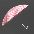 Red and White Checkered Umbrella with Classic Curved Handle Design