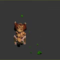 Game Movie Character With Orange Hair Green Leaves Red White Deer Legs In Dynamic Running Pose