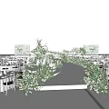 Elegant Banquet Hall Design With Lush Greenery White Flowers And Curved Walkway