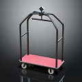 Sturdy Metal Frame Hand Cart With Pink Platform And Rolling Wheels 3d model