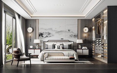 New Chinese bedroom 3d model