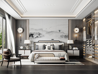 New Chinese bedroom 3d model