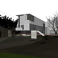 Modern Detached Villa With Cantilevered Structure Large Glass Windows And Water Feature Surrounding Trees