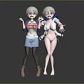 Gray Haired Game and Movie Characters in Different Outfits With Playful Expressions