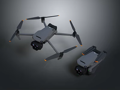 Two Modern Electronic Appliance Drones With Quadcopter Design And HD Cameras 3d model