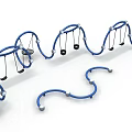 Blue Wavy Outdoor Playground Equipment With Multiple Swings And Connected Structures 3d model