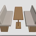Modern Dining Furniture Set With Wooden Rectangular Table And Upholstered Benches On Both Sides 3d model