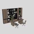 Modern Wooden Bookshelf With Open Design Books Decorations And Green Plants In Home Office