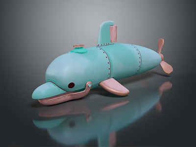 Playful Blue Toy Dolphin With Pink Fins Tail Round Eye And Shiny Surface 3d model