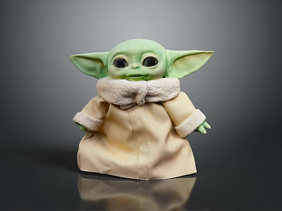 Game And Movie Character With Green Skin Large Black Eyes Beige Coat And Fur Collar 3d model