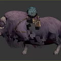 Game Movie Character Yaks With Various Colors Blue Packs Horns And Fluffy Fur