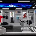 Modern Clothing Store Interior With Colorful Apparel Window Display And Red Blue White Fashion Racks