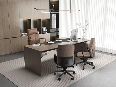 modern desk president desk manager desk filing cabinet desk boss chair office 3d model