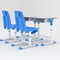 Student Desk And Chair Set With Blue Chairs White Desks And Anti Slip Pads