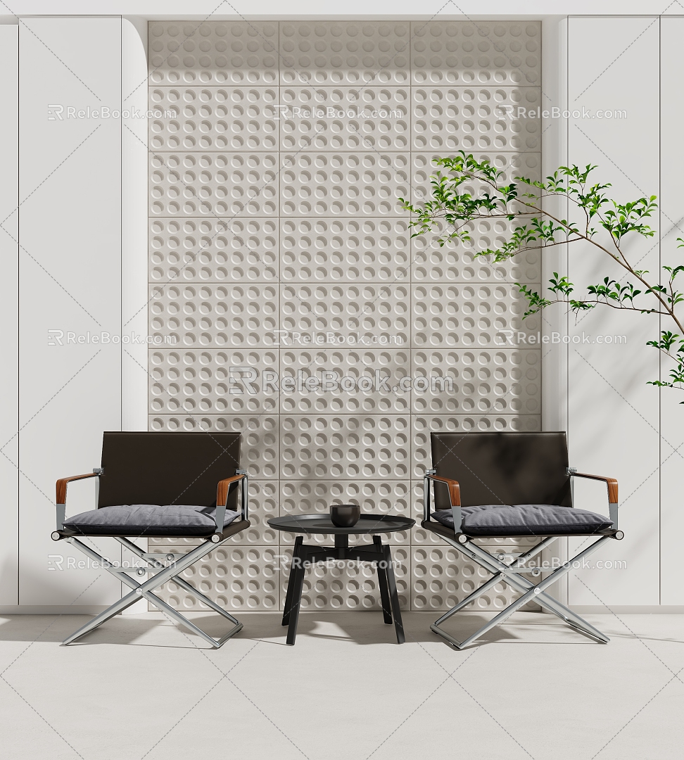 Modern leisure table and chair combination background wall single chair minimalist model