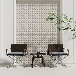 Modern leisure table and chair combination background wall single chair minimalist 3d model