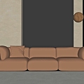 Three-Seat Sofa In-line Sofa Leather Sofa 3d model