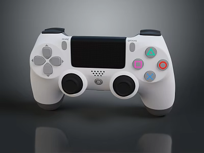 White Game Controller For Electronic Gaming With Ergonomic Design And Colorful Buttons 3d model