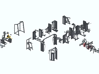 Diverse Commercial Gym Fitness Equipment Featuring Strength Machines And Multi Functional Workout Gear 3d model