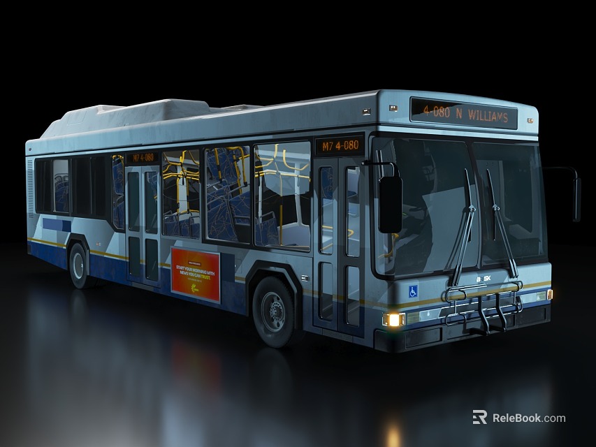 Modern City Bus With Lawrenceville Destination Display Large Windows And Front Headlights 3d model 