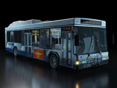Modern City Bus With Lawrenceville Destination Display Large Windows And Front Headlights 3d model