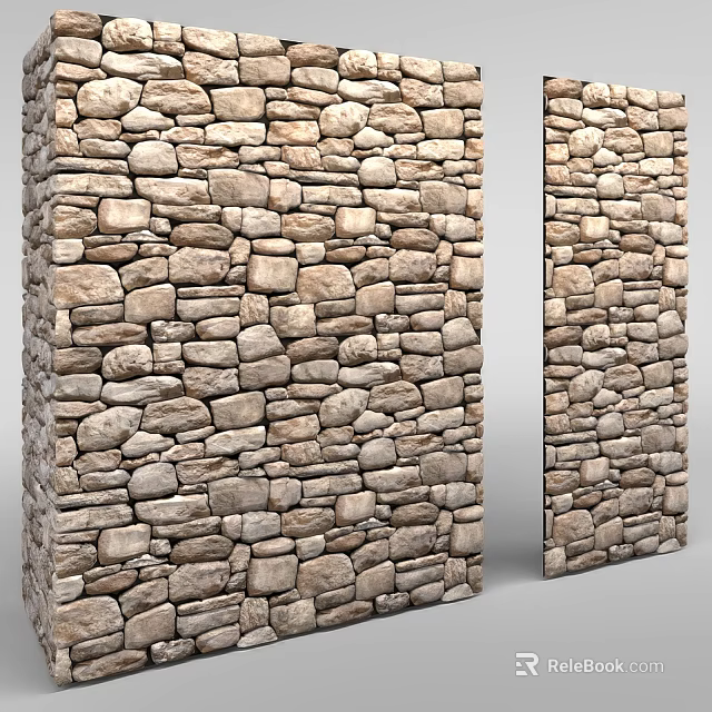 Natural Stone Wall Design With Rustic Texture And Irregular Stone Arrangement 3d model 