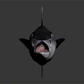 Realistic Tuna With Open Mouth And Black And White Body And Sharp Fins