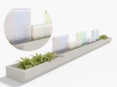Modern Building Facade Design With Waterfall Feature Transparent Panels And Green Plants 3d model