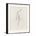 Minimalist Line Art Female Silhouette With Black Frame And Linen Background